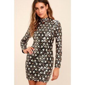 Lulus Waking Up In Vegas Rose Gold And White Sequin Dress - Size X-Small